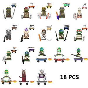 닌자 거북이 영화 미니 액션 피규어 벽돌 레오 라프 돈 무기 빌딩 블록 조립 MOC DIY 를위한 장난감