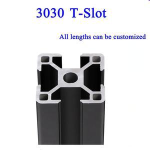 1PC 검정색 슬롯 3030 표준 양극 알루미늄 프로파일 압출 CNC 3D 프린터 100MM 1000MM 길이 선형 레일