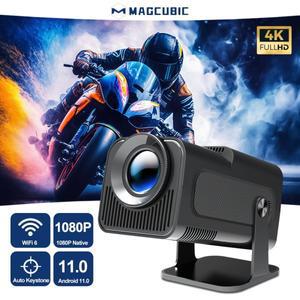 Magcubic 안드로이드 11 390ANSI HY320 프로젝터, 4K 네이티브 1080P 듀얼 와이파이 6 BT5.0 시네마, 야외