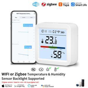 Tuya WIFI 또는 Zigbee 온도 습도 센서 습도계 온도계 스마트 홈 백라이트 스마트 라이프 지원 Alexa Googl