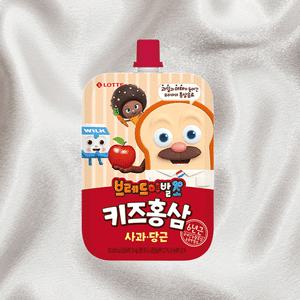 롯데유아음료 키즈홍삼 캐릭터음료수 브레드이발소 사과당근 100ml 20팩