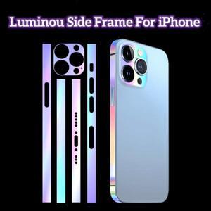iPhone 16 Pro Max 15 용 빛나는 가장자리 필름 사이드 프레임 14 테두리 스티커 눈부신 컬러 스킨 방지 스