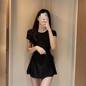 체형커버 청순 반팔 투피스 수영복 바지포함 TL178