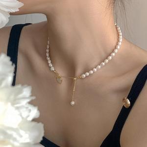 하객룩 담수진주 목걸이 3-8mm 선물용박스 하트 시그니쳐 목걸이 지인선물
