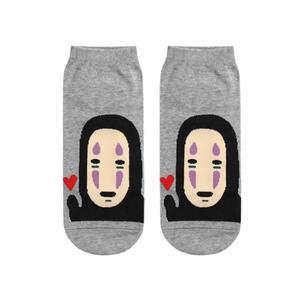 [삭스랩]남자발목 패션 스니커즈 캐릭터 양말 작은하트 유령 그레이