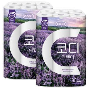 코디 라벤더 3겹 화장지 30m 30롤 2팩 (60롤)