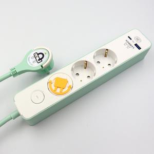[카드5%추가할인] 러그박스 납작플러그 C타입 USB 고속충전 3500W 납작멀티탭 민트 3구 3m