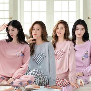 여성 사계절 시보리 홈웨어 상하세트 초등학생 성인 긴팔 간절기 잠옷