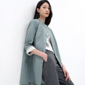 [지센](3컬러) 잔스트라이프 밴드넥 셔츠 자켓 LCCAN323