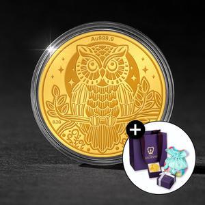 골드팡 24k 황금행운 부엉이 순금코인 0.2g + 복패키지 세트
