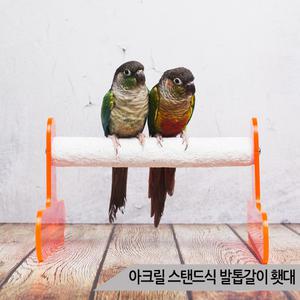 아크릴 스탠드식 발톱갈이 횃대 내/외부겸용 앵무새