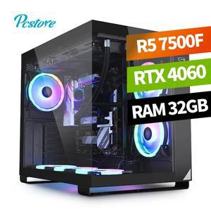 피씨스토어 블랙 감성 어항 PC 라이젠5 7500F RTX4060 (32GB, M.2 500GB)