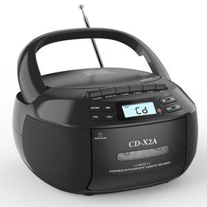 카세트 플레이어 및 레코더가 포함된 휴대용 CD 붐박스 블루투스 USB MP3가 라디오 FM AM, 리모컨이 AC DC