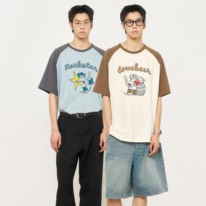 UNISEX 래글런 웨스턴 캣 그래픽 반팔티 [2COL] / SBE2U01008-MAN