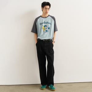 UNISEX 래글런 웨스턴 캣 그래픽 반팔티 [LIGHT BLUE] / SBE2U01008-MAN