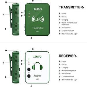 LEKATO 무선 IEM 시스템 송신기 수신기 무선이어 모니터 2.4Ghz 자동 스튜디오 라이브 MS-1G
