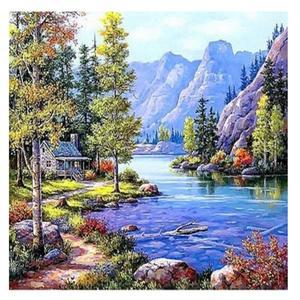호수풍경 피포페인팅 유화그리기세트 40x50cm DIY풍경화그리기