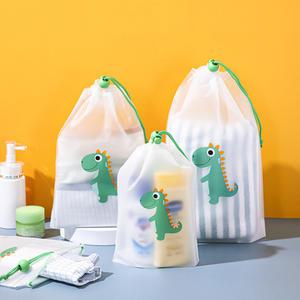 공룡 PVC 위생 방수 파우치 투명 스트링 끈조리개 여행 휴대용 S,M,L
