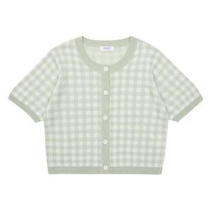 [에꼴리에] 세이브존07 체크 반팔 니트 가디건 여름용 반소매 23B5088 (S15591862)