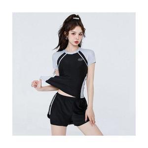 스포츠 캐쥬얼 래쉬가드 팬츠형 2피스 수영복 모노키니 몸매보정 속바지 그레이 핑크