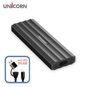 유니콘 A+C타입 10G M.2 NVMe SSD PCIe 싱글외장케이스 JM-1000G 알루미늄 USB3.2 Gen2 10Gbps속도 UASP지
