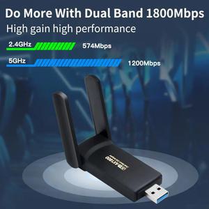 컴퓨터 네트워크 WiFi 노트북PC 무선 2.4G/5Ghz 밴드 듀얼 안테나 USB 1800Mbps 3.0 수신기 용 6 어댑터 카드 Lan