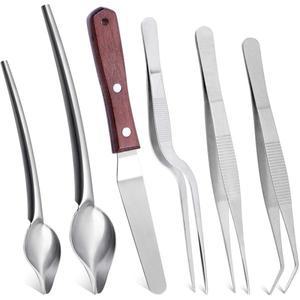 스테인레스 스틸 주방 요리 핀셋 정밀 집게 음식 도금 장식용 주걱 6