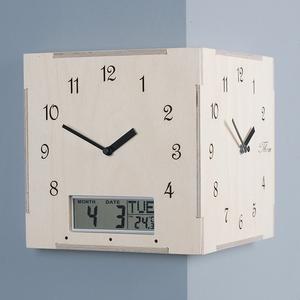 Calender Corner Clock/모서리벽시계/양면사각벽시계/인테리어양면벽시계/코너양면시계/인테리어코너시계
