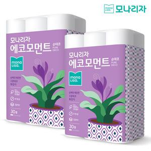 모나리자 천연펄프 에코모먼트 순 데코 27m 30롤 1+1 (총2팩)