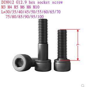 M4 DIN912 55MM 70MM 65MM 60MM 블랙 90MM 100MM 나사 M6 10 M5 M10 육각 80MM 12 M3 등급 소켓 50MM M8 알렌