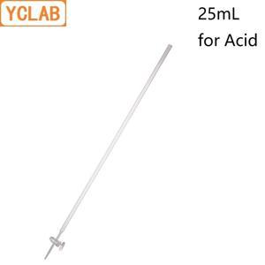 산성 클래스 A 투명 유리 실험실 화학 장비용 스톱콕이 있는 YCLAB 25mL 뷰렛