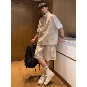 남성 여름 트렌드 나염 캐주얼 트레이닝 세트 티셔츠 반팔 반바지 투피스룩 C04Z22 원픽2