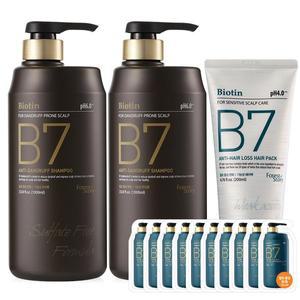 [포레스트스토리]B7 안티댄드러프 약산성 비듬 두피 탈모샴푸 1000ml 2개+헤어팩 200ml
