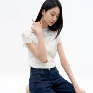 [지센] 레이스 캡소매 티셔츠 LFTSN401_WH