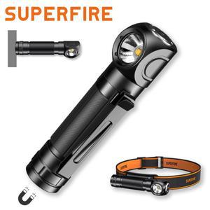 SUPERFIRE TH04 LED 헤드램프 C형 충전식 90 ° 표시기 자석 꼬리가 있는 조정 가능한 헤드라이트 18650 손