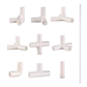 PVC 커넥터 내경 12mm 스트레이트 엘보 티 4 방향 조인트 60 120/135 정원 파이프 DIY 텐트 피팅