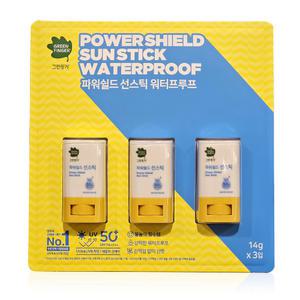 그린핑거 파워쉴드 선스틱 14g x 3개 코스트코 워터프루프 SPF50+