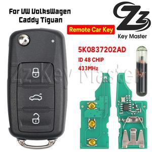Zz 키 마스터 자동차 원격 5K 0837202 VW 폭스바겐 캐디 티구안 투란 UP 비틀 2/3 버튼용 AD 434Mhz ID48