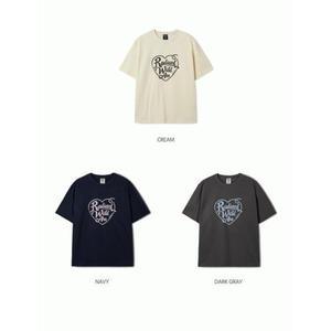 WHOAU 공용 하트 스탬프 반팔티 WHRPF2405USG