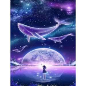보석십자수 캔버스타입 대형 고래와 우주(E.25) 30x40