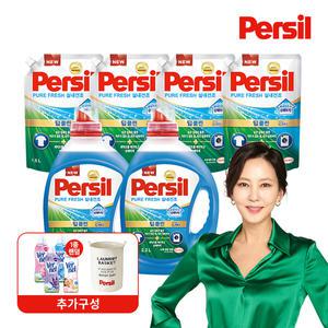 퍼실 NEW 딥클린 실내건조 2.2L*2+1.5L*4+버넬+세탁바구니