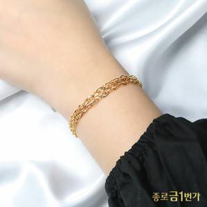 여자 순금 팔찌 꼬임 체인 두줄 7.5g