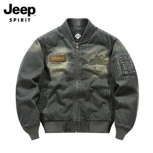 JEEP 남성 데님 재킷 루즈 캐주얼 야구 재킷