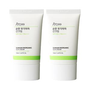 아토99 순한 비건 무기자차 선크림 50ml 2개 SPF50+ PA++++ 톤업 미백 주름개선 기능성