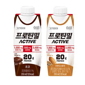 정식품 프로틴밀 액티브 아몬드와호두 250ml 18팩 / 프로틴밀 액티브 초코 모음전 인기
