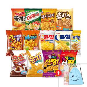 [미용티슈 + 블루스마일백 증정] 크라운 봉지과자 5+5 골라담기 (총 10봉 구성) / 콘칩