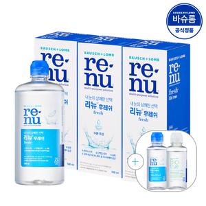 [공식] 바슈롬 리뉴 후레쉬 렌즈세척액 500ml x3개 (+120ml 2개)