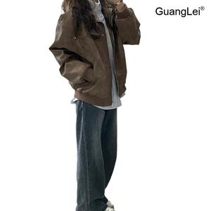 트위드자켓 GuangLei 스웨이드자켓 여성자켓 봄가을 캐주얼 무스탕 재킷