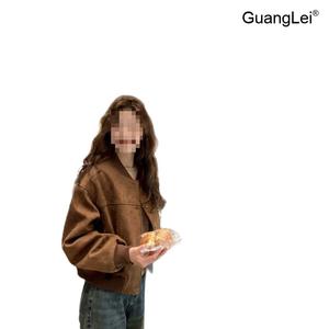 스웨이드자켓 GuangLei 트위드자켓 여성자켓 봄가을 숏자켓 레트로 스타일