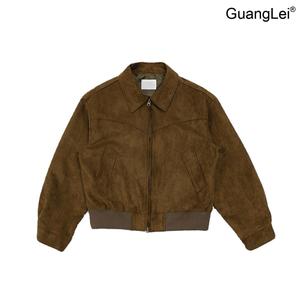 GuangLei 스웨이드자켓 남성 오버핏 봄가을 캐주얼 바이커 재킷